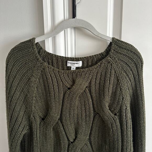 KF / KAUFMANFRANCO Olive Green Ribbed Cable Knit Wool Blend Sweater Med. - Picture 3 of 10